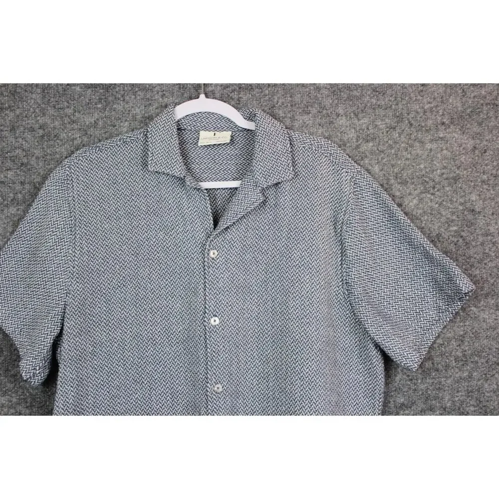 Larsson & Co Premium Men's Textured Herringbone Weave Shirt Blue‎ Size XL
